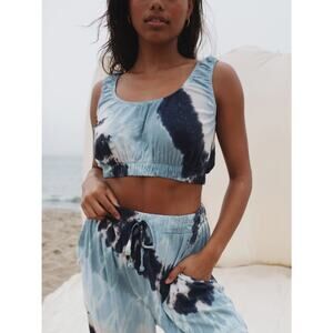 New Electric & Rose Blue Tie Dye Linda Sleeveless Lightweight Crop Top